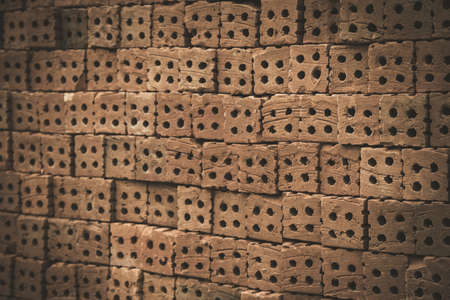 Red brick wall texture constructionの写真素材