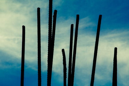 Cement piles and concrete piles Construction siteの写真素材