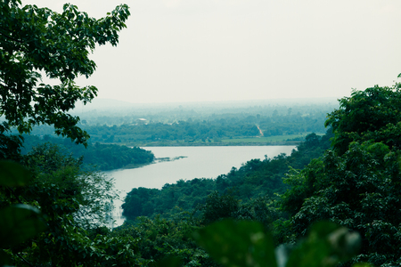 Aerial view of the river in Thailand.の写真素材