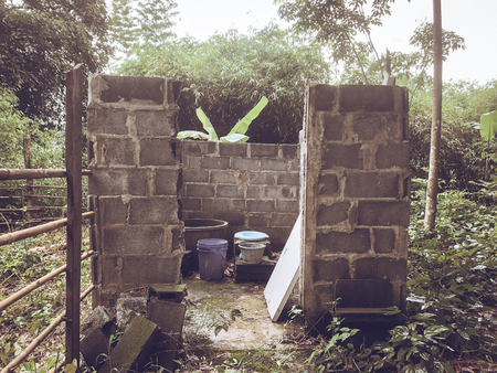 Outdoor bathroom In rural Thailand