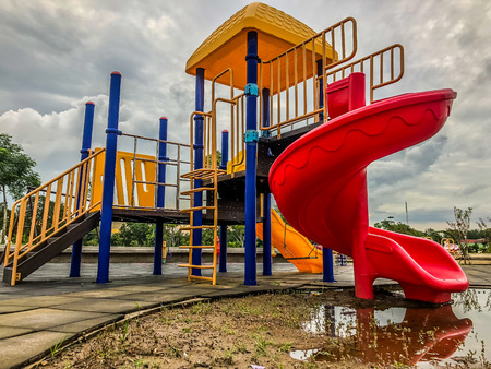 beautiful colorful playground in the parkの写真素材