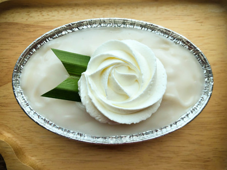 Slice of delicious young coconut cakeの写真素材