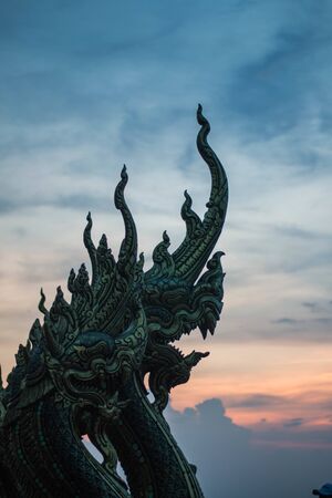 beautiful naga statue or King of nagas Serpent animal in Buddhist legendの写真素材