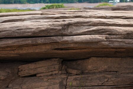 Beautiful amazing of rocks, Natural of rock canyon in mekhong river , Hat Chom Dao, Ubon Ratchathani province, North east Thailandの写真素材