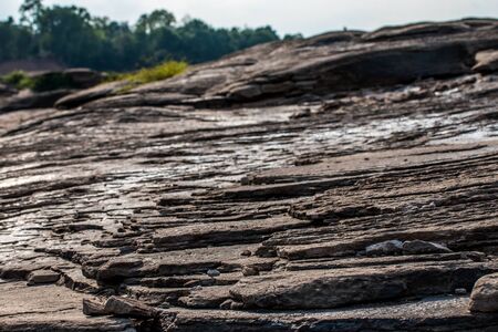 beautiful background rock canyon beside maekhong riverの写真素材