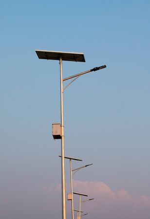 Light with solar panel, post solar street lamp, power panelの写真素材