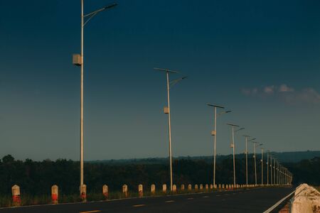 Light with solar panel, post solar street lamp, power panelの写真素材
