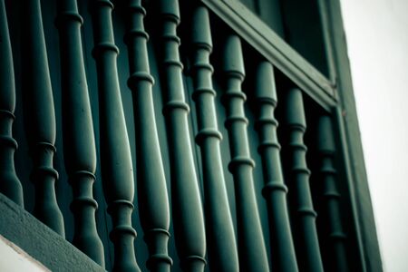 Abstract background of Old  Wood railings greenの写真素材