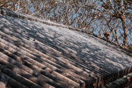 Ancient roof structure tile is an , traditional roof tile and is still in use in the Asian regionの写真素材