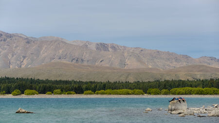 lake and hillの写真素材