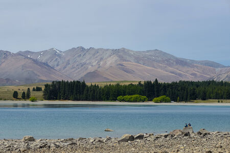 lake and hillの写真素材