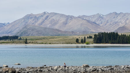 lake and hillの写真素材