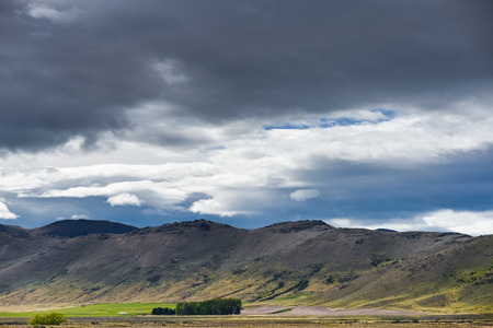 field and hillの写真素材