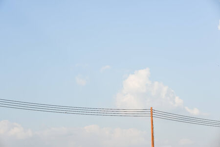 red post with the blue skyの写真素材