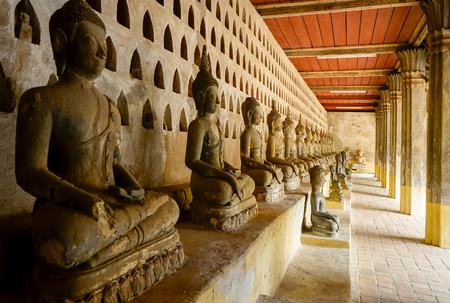old Buddha meditation in the templeのeditorial素材