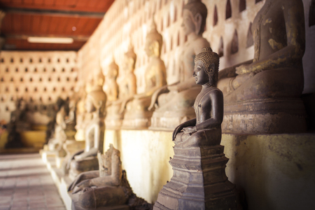old Buddha meditation in the templeのeditorial素材