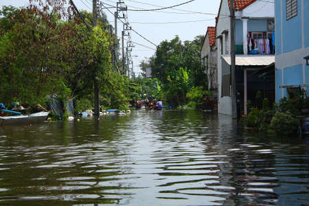Flooding in the village のeditorial素材