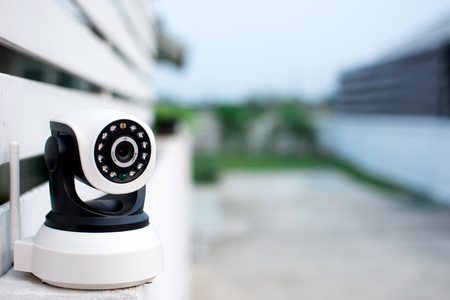 CCTV security camera operating in home.の写真素材