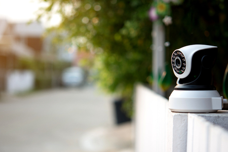 CCTV security camera operating in home.の写真素材