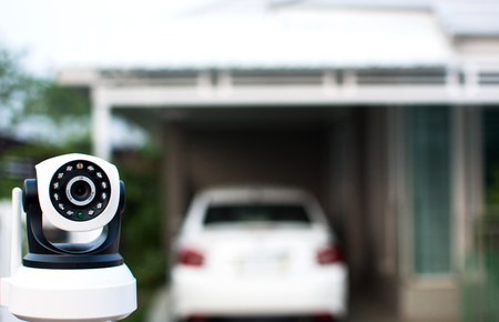 CCTV security camera operating in home.の写真素材