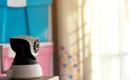 CCTV security camera operating in home.