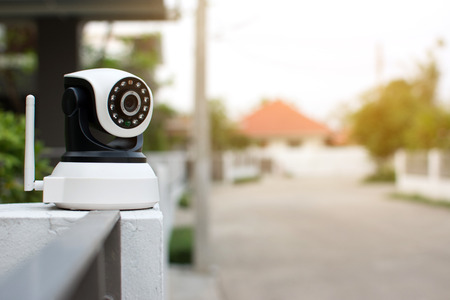 CCTV security camera operating in home.の写真素材