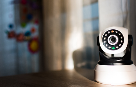 The CCTV security camera operating in home.