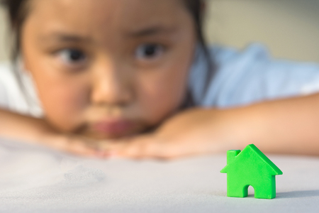 Asian girl playing house model, Select focus.の写真素材