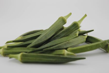 Okra Place on a white background.の写真素材