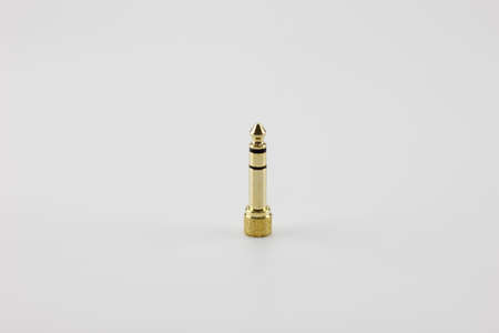 Headphone jack to connect to the mixer Placed on a white backgroundの写真素材