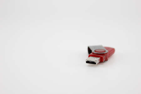 Red flash drive Set on white backgroundの写真素材