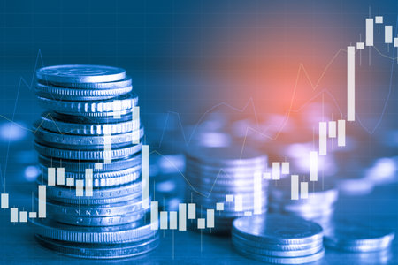 Stock market or forex trading graph and candlestick chart suitable for financial investment concept, Economy trends background for business idea , Abstract finance background.の写真素材