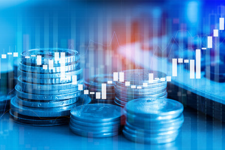 Stock market or forex trading graph and candlestick chart suitable for financial investment concept, Economy trends background for business idea , Abstract finance background.の写真素材