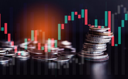 Investment concept, Coins graph stock market for business idea and presentation.の写真素材