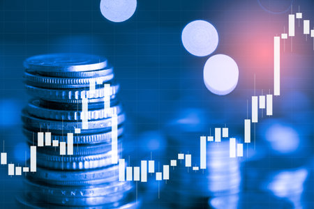 Stock market or forex trading graph and candlestick chart suitable for financial investment concept, Economy trends background for business idea , Abstract finance background.の写真素材