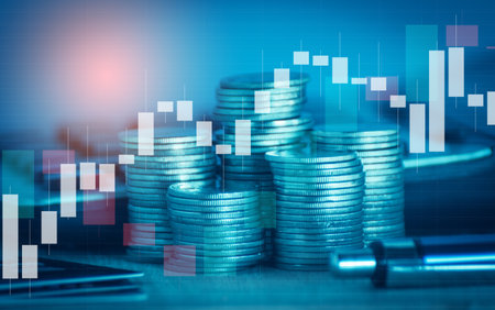 Stock market or forex trading graph and candlestick chart suitable for financial investment concept, Economy trends background for business idea , Abstract finance background.の写真素材