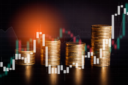 Stock market or forex trading graph and candlestick chart suitable for financial investment concept, Economy trends background for business idea , Abstract finance background.の写真素材