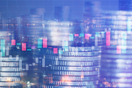 Stock market or forex trading graph and candlestick chart suitable for financial investment concept, Economy trends background for business idea , Abstract finance background.の写真素材