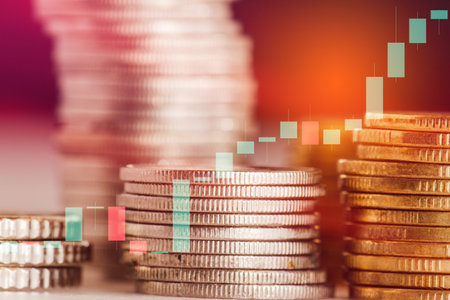 Stock market or forex trading graph and candlestick chart suitable for financial investment concept, Economy trends background for business idea , Abstract finance background.の写真素材