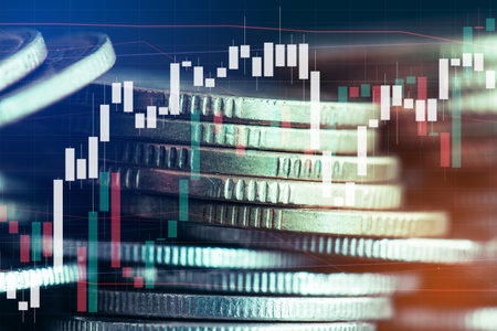 Stock market or forex trading graph and candlestick chart suitable for financial investment concept, Economy trends background for business idea , Abstract finance background.の写真素材