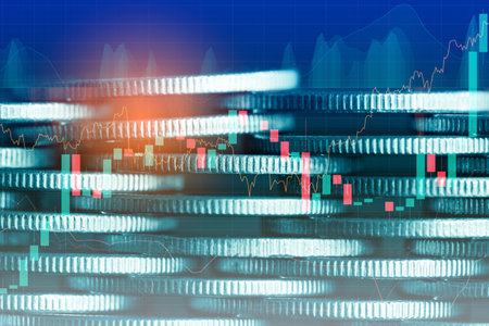 financial stock market graph on technology abstract background. Economy trends background for...