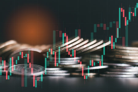 Stock market or forex trading graph and candlestick chart suitable for financial investment concept, Economy trends background for business idea , Abstract finance background.の写真素材