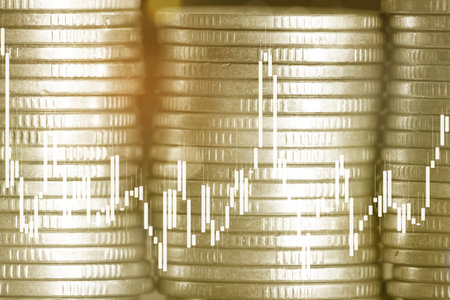 Stock market or forex trading graph and candlestick chart suitable for financial investment concept, Economy trends background for business idea , Abstract finance background.の写真素材