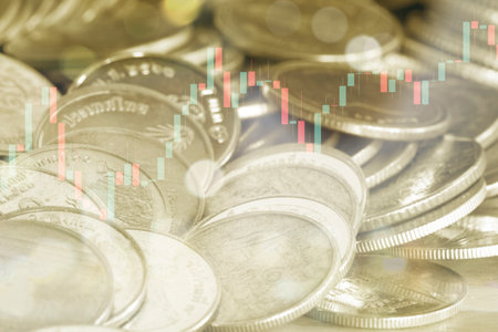 Stock market or forex trading graph and candlestick chart suitable for financial investment concept, Economy trends background for business idea , Abstract finance background.の写真素材