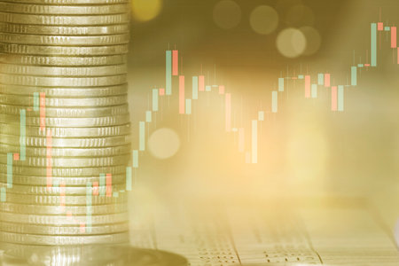 Stock market or forex trading graph and candlestick chart suitable for financial investment concept, Economy trends background for business idea , Abstract finance background.の写真素材