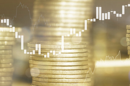 Stock market or forex trading graph and candlestick chart suitable for financial investment concept, Economy trends background for business idea , Abstract finance background.の写真素材