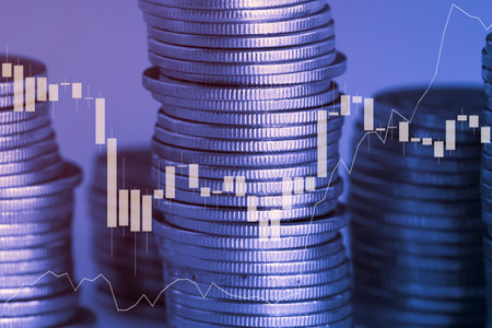 Stock market or forex trading graph and candlestick chart suitable for financial investment concept,  Abstract finance background.の写真素材
