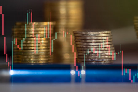 Stock market or forex trading graph and candlestick chart suitable for financial investment concept,  Abstract finance background.の写真素材
