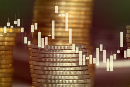 Stock market or forex trading graph and candlestick chart suitable for financial investment concept,  Abstract finance background.の写真素材