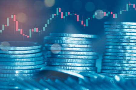 Investment concept, Coins graph stock market financial, Forex market financialの写真素材
